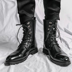 Fall Winter Lace-up Booties Black Locomotive Denim - D&A