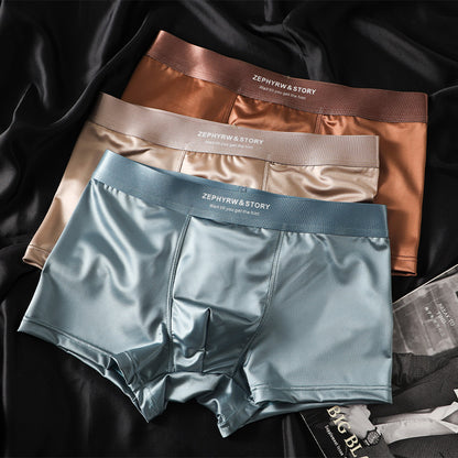Men's Satin Light Luxury Ice Silk Underwear Summer Suit 3 - D&A
