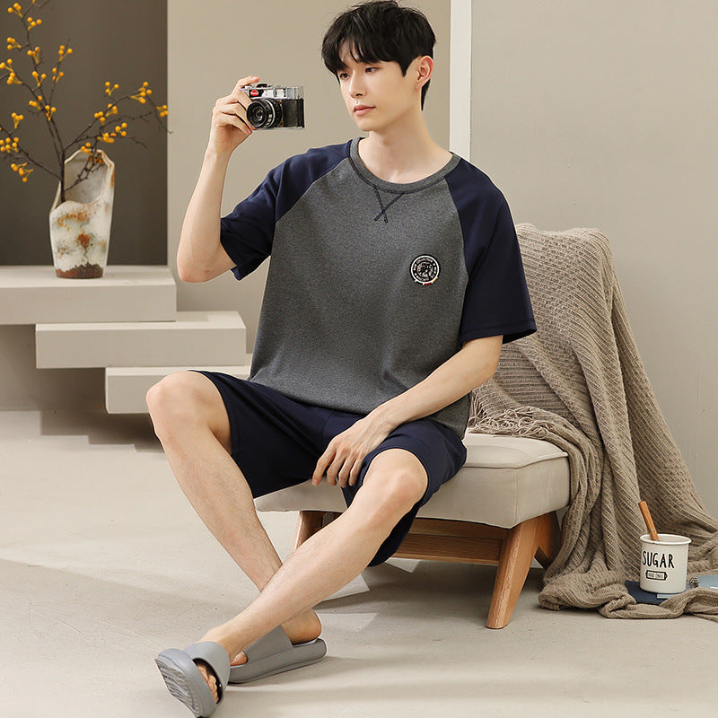 Men's Soft Short Sleeve 2 Casual Plus Size Pajamas Suit 335 Single Male - D&A