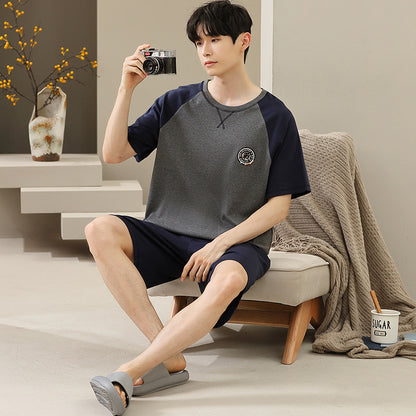 Men's Soft Short Sleeve 2 Casual Plus Size Pajamas Suit 335 Single Male - D&A