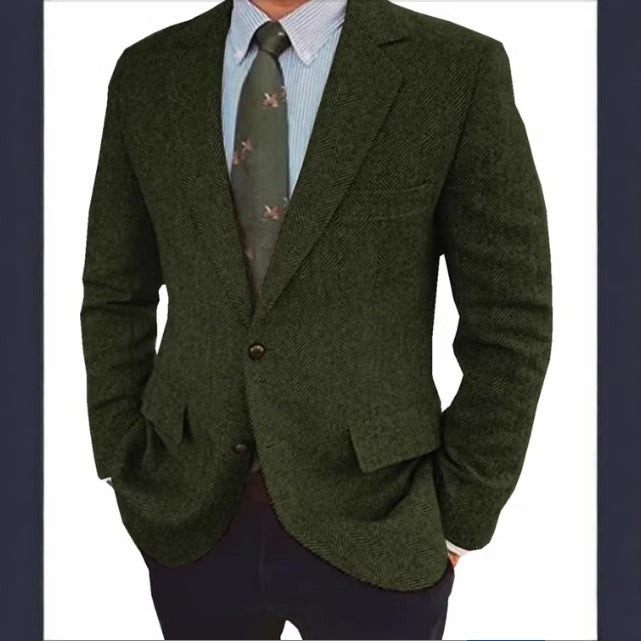 Men's Business Casual Herringbone Suit Jacket - D&A