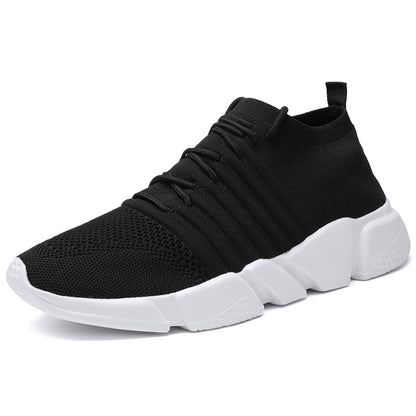 New Lightweight Mesh Surface Running Breathable Casual Shoes Black And White - D&A
