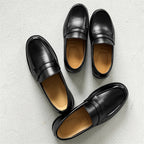 Men's Classic Slip-on Black Derby Couple Leather Shoes - D&A