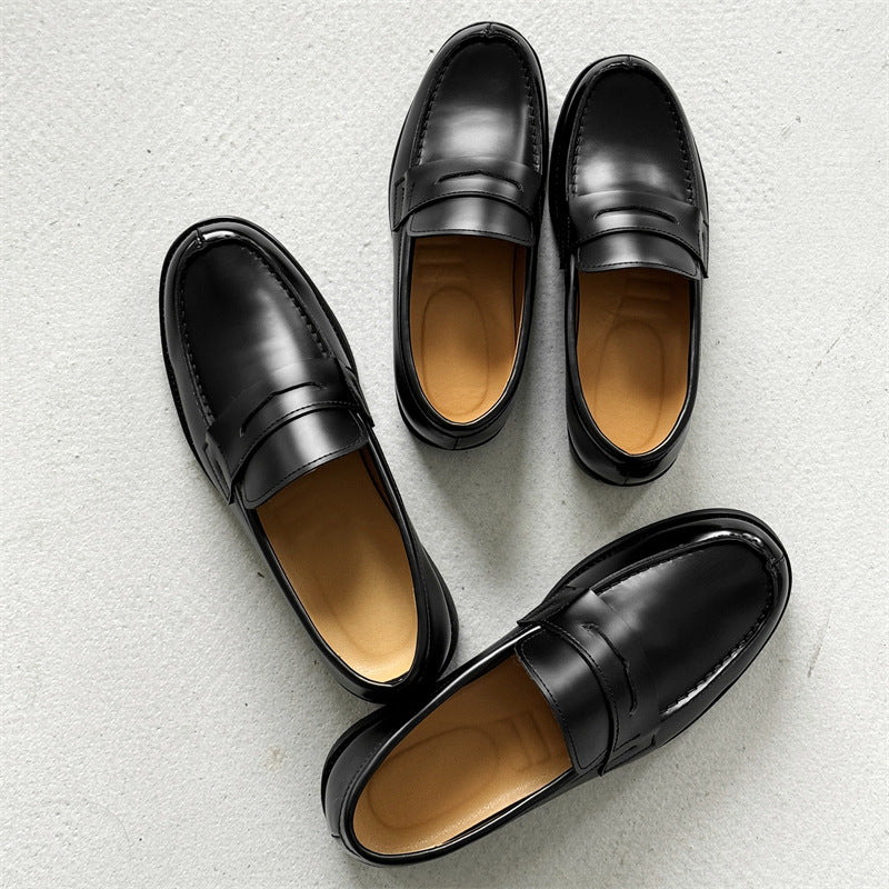 Men's Classic Slip-on Black Derby Couple Leather Shoes - D&A