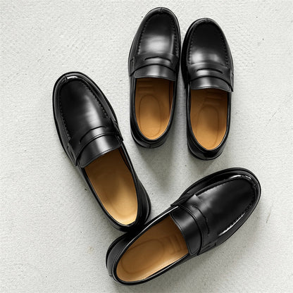 Men's Classic Slip-on Black Derby Couple Leather Shoes - D&A