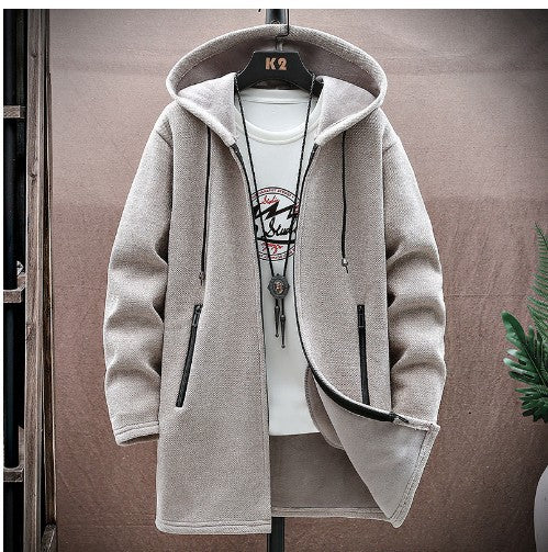 New Men's Chenille Hooded Cardigan Sweater Light Gray - D&A