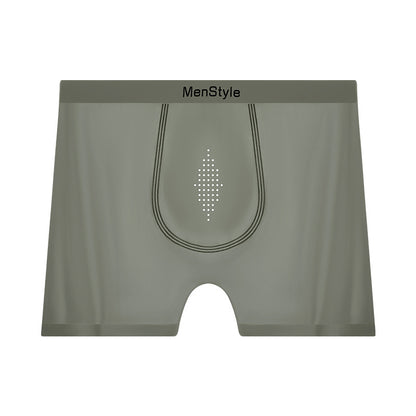 Satin Ice Silk Breathable Single-layer Bottom Crotch Seamless Boxers Dark Green - D&A