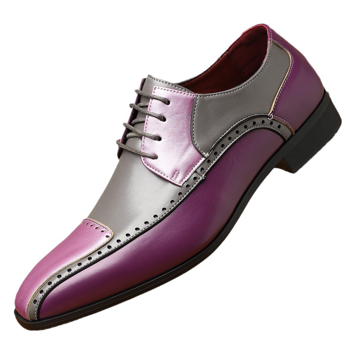 Men's Trendy Non-slip Breathable Leather Shoes Color Matching Business - D&A