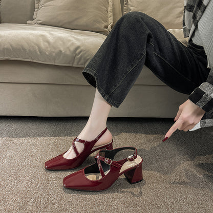 Women's French Square Toe Mary Jane Shoes - D&A