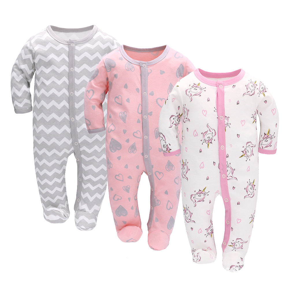 Baby Jumpsuit Long Sleeve Romper Peach Heart Unicorn - D&A
