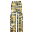 Retro Plaid Overalls Men's Loose Straight Casual Pants - D&A