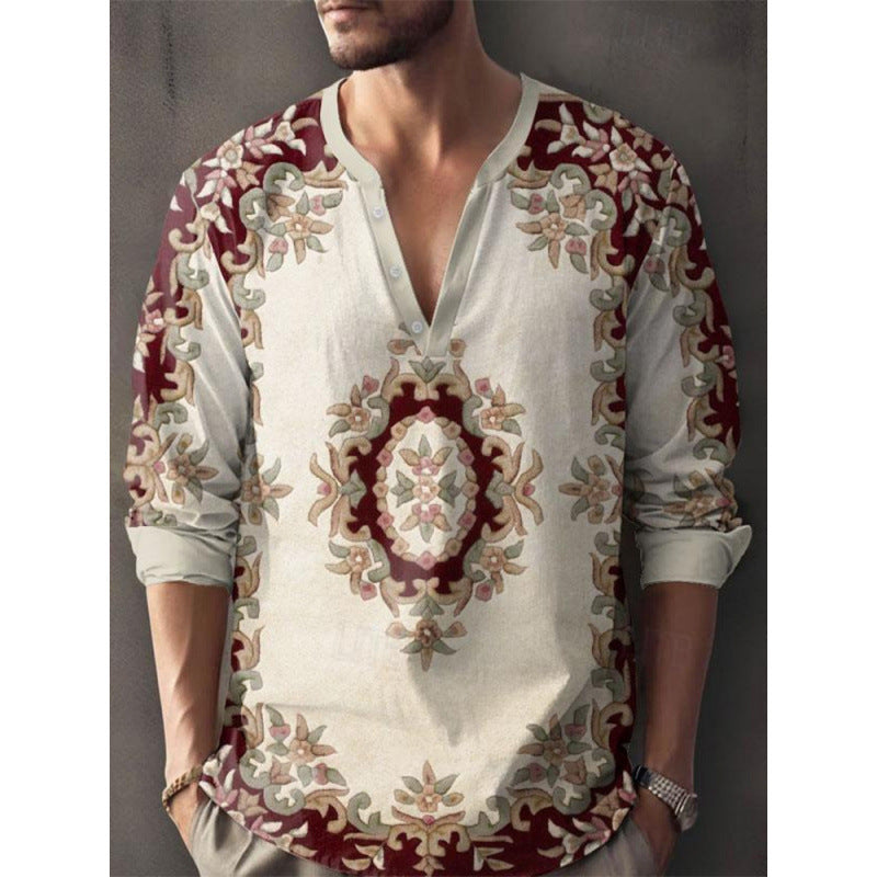 3D Digital Printing Bamboo Linen Long Sleeve European And American Men 57016S9882029 - D&A