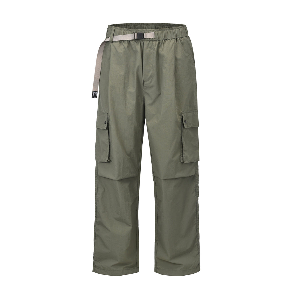 Large Pocket Paratrooper Pants Loose Wide Leg Drawstring Ankle-tied Casual Pants Army Green - D&A