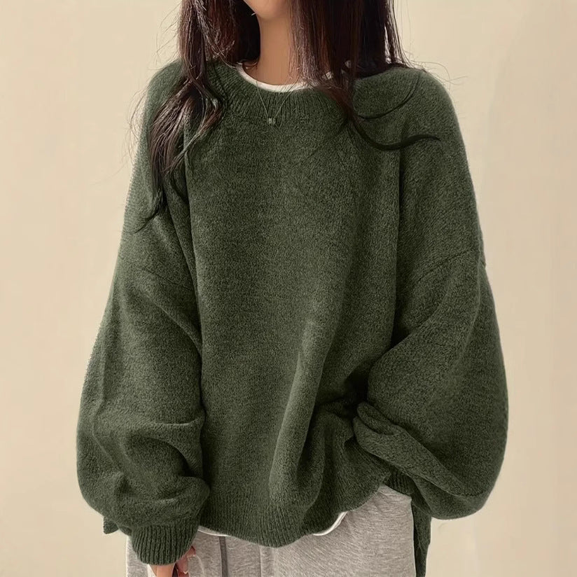 Idle Style Retro Crew Neck Pullover Sweater - D&A