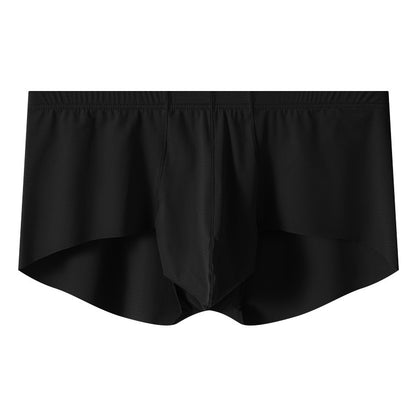 Men's Mid-rise Boxers Ice Silk Solid Color Underwear Black - D&A