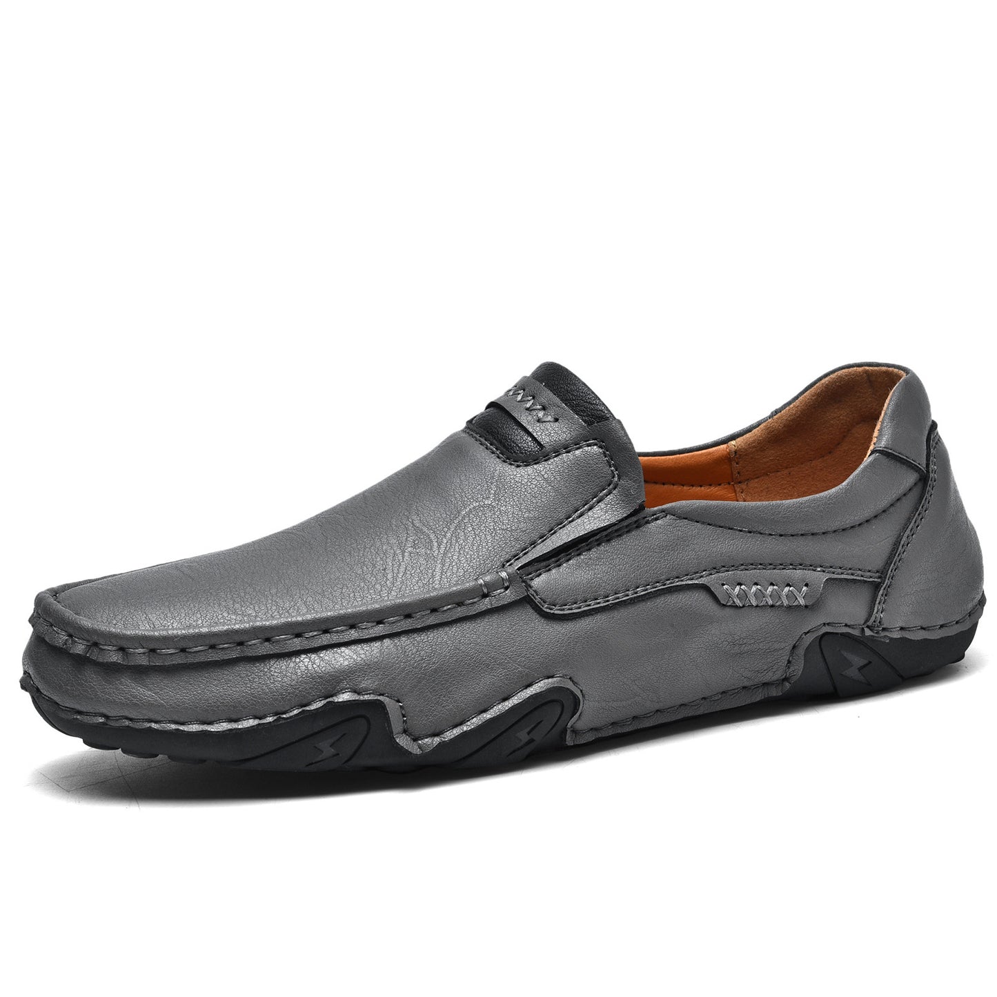 Outdoor Casual Shoes Slip-on Flat Leather Shoes 2518 Gray - D&A