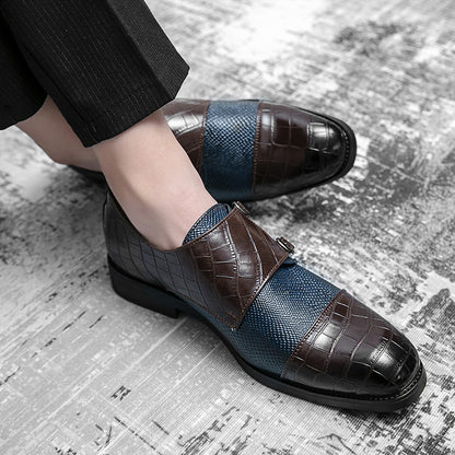 Double Buckle Plus Size Business Men's Casual Leather Shoes - D&A