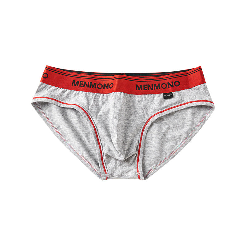 Men's Underwear Low Waist Cotton Tight Sexy Comfortable Breathable Gray Red - D&A