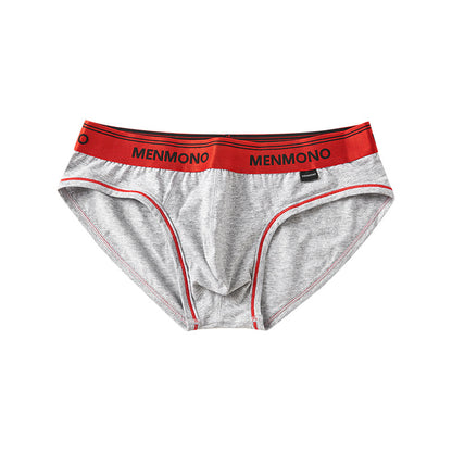 Men's Underwear Low Waist Cotton Tight Sexy Comfortable Breathable Gray Red - D&A