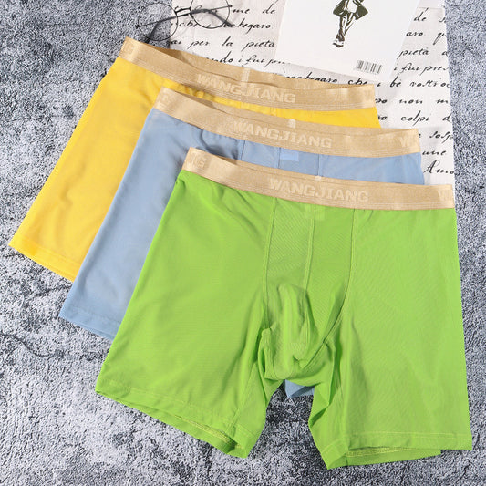 Summer Ice Silk Men's Underwear Boxers Semi-permeable Low Waist Breathable - D&A
