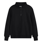 Heavy Pearl Air Layer Semi-access Control Zipped Stand Collar Sports Sweater Black - D&A