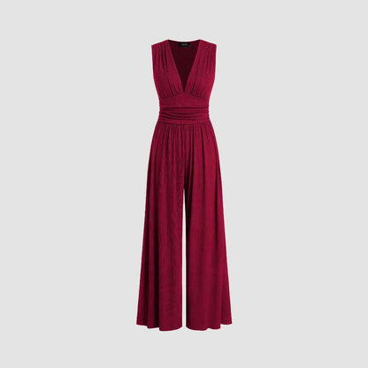 Women's Solid Color Loose Sleeveless Knitted Jumpsuit