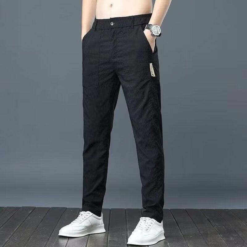 Men's Straight Breathable Quick-drying Fashion Brand All-matching Sports Trousers Black - D&A