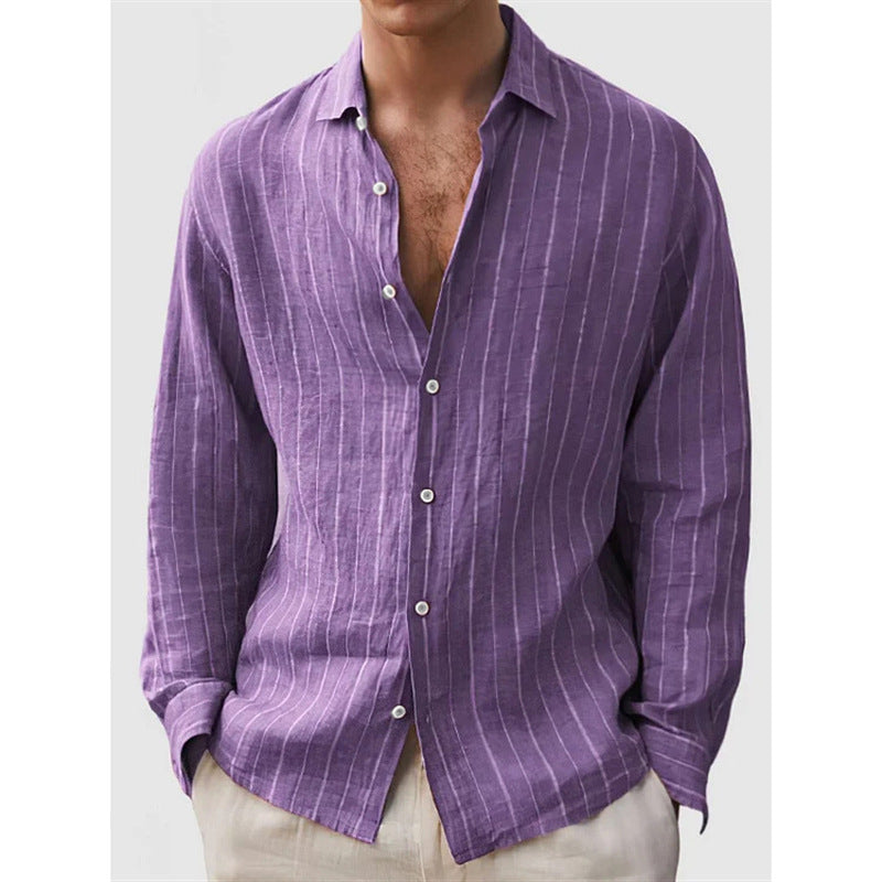 Long Sleeve Men's Shirt Striped Print PW231231103 - D&A