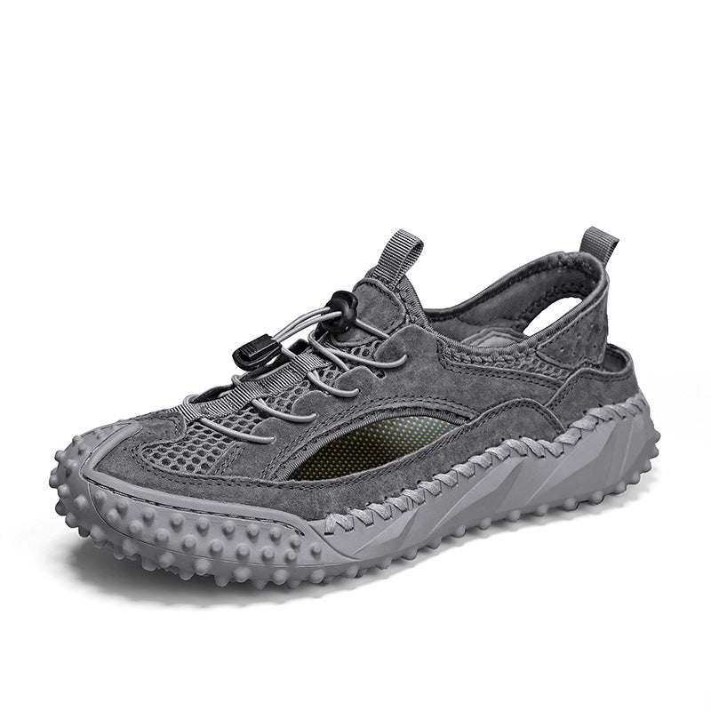 Men's Outerwear Sports Sandals Hole Non-slip Hollow Wading Shoes 8854 Gray - D&A