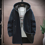 New Men's Chenille Hooded Cardigan Sweater Navy Blue - D&A