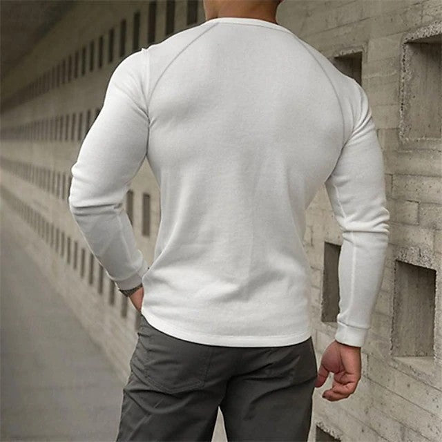 Men's Bottoming Shirt Henry Collar Long-sleeved T-shirt - D&A