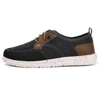 Men's Laceless Canvas Shoes Lightweight Breathable Plus Size Social Casual Men's Shoes Black - D&A