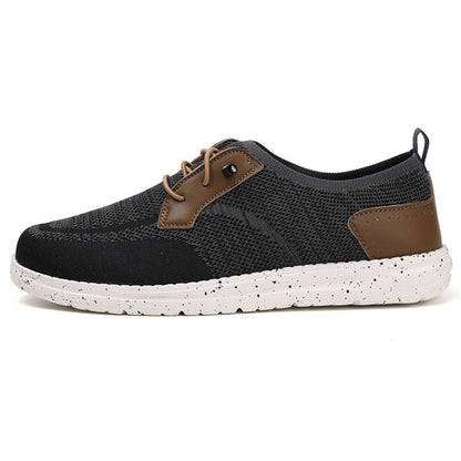 Men's Laceless Canvas Shoes Lightweight Breathable Plus Size Social Casual Men's Shoes Black - D&A