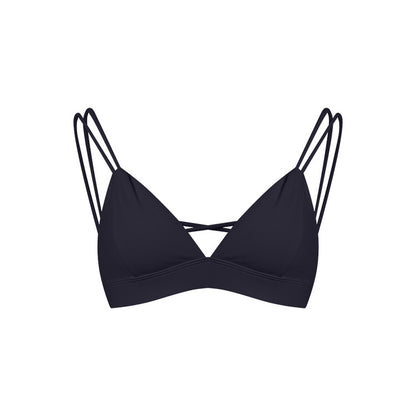 Women's Spaghetti Strap Bra Deep V Versatile Cross Sports Bra Black - D&A