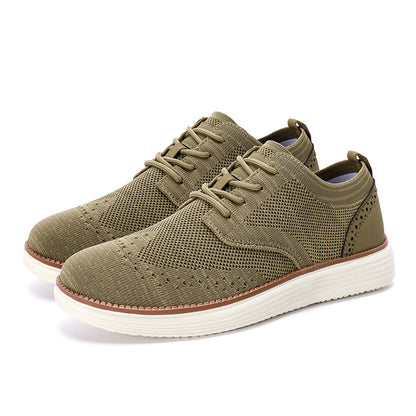 Outdoor Fly Woven Mesh Hiking Versatile Men's Casual Shoes Khaki - D&A