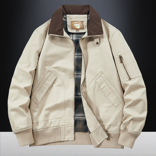 Jacket Baseball Uniform Plus Size New Washed Cotton Flight Jacket - D&A