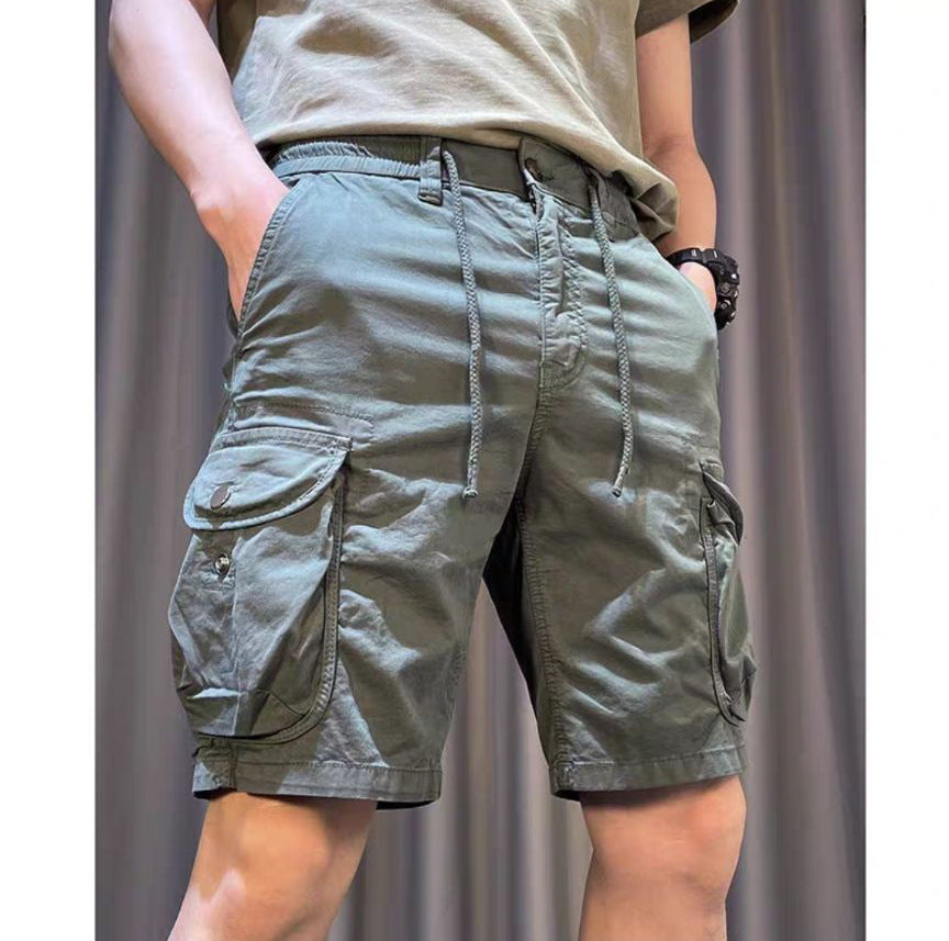 Loose Straight Multi-pocket Casual Overalls Pants Green - D&A