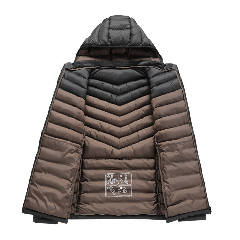 Men's Lightweight Down Cotton-padded Jacket Storage Rib Coat - D&A