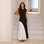 Women's Black And White Color Matching Women's Dress - D&A