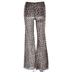 Leopard Print Mesh Floral Print Trousers - D&A