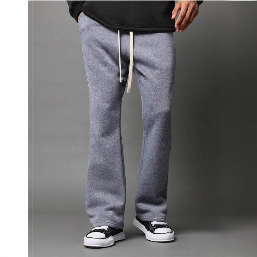 Men's Wide-leg Pants Autumn And Winter Solid Color All-matching Casual Pants Dark Gray - D&A
