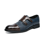 Double Buckle Plus Size Business Men's Casual Leather Shoes - D&A