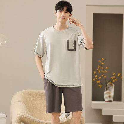Men's Soft Short Sleeve 2 Casual Plus Size Pajamas Suit - D&A