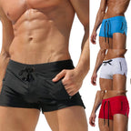 Men's Polyester High Waist Tight Lace-up Swimming Trunks - D&A
