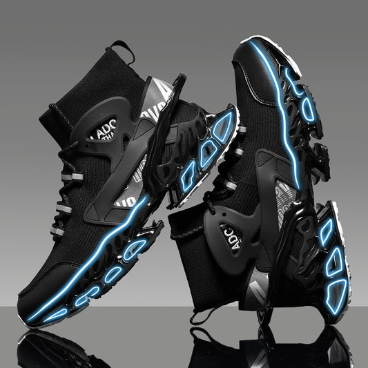 Men's High-top Shock-absorbing Running Mesh Sneaker - D&A
