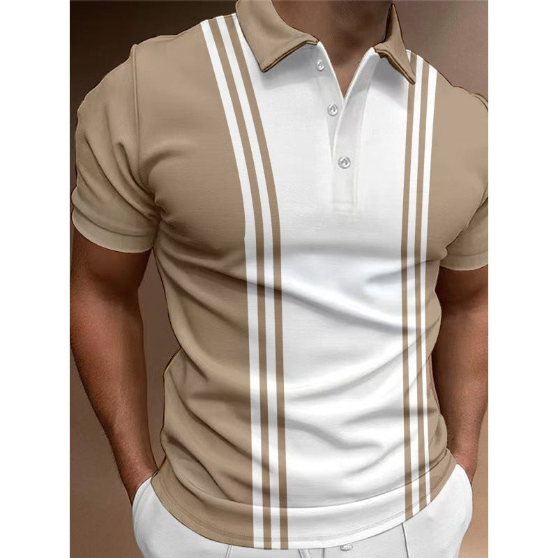 Casual 3 Button Printing Lapel Casual Men's T-shirt - D&A