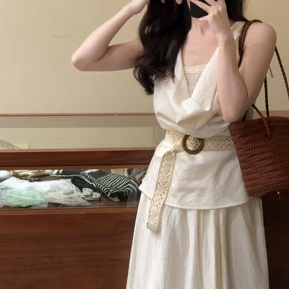 Very Beautiful And Beautiful Tight Waist Vest Dress - D&A