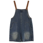 Art Loose-fitting Versatile Plus Size Shoulder Strap Jeans Blue - D&A