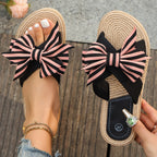 One-word Women's Slippers Hemp Rope Straw Woven Summer New Outdoor Stripes - D&A