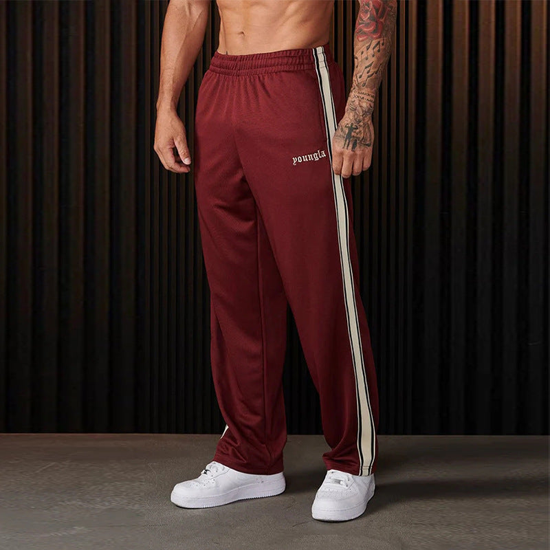 Men's Sports Pants Woven Casual Trousers Gym Sports Straight Pants Red - D&A